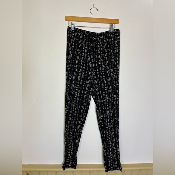 BCBG Generation Women’s Black 80s 90s Y2K Geometric Abstract Pull On Pants Sz S - Picture 1 of 8